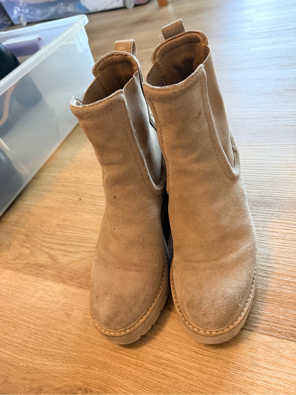 Dolce Vita Tan Suede Chelsea Booties